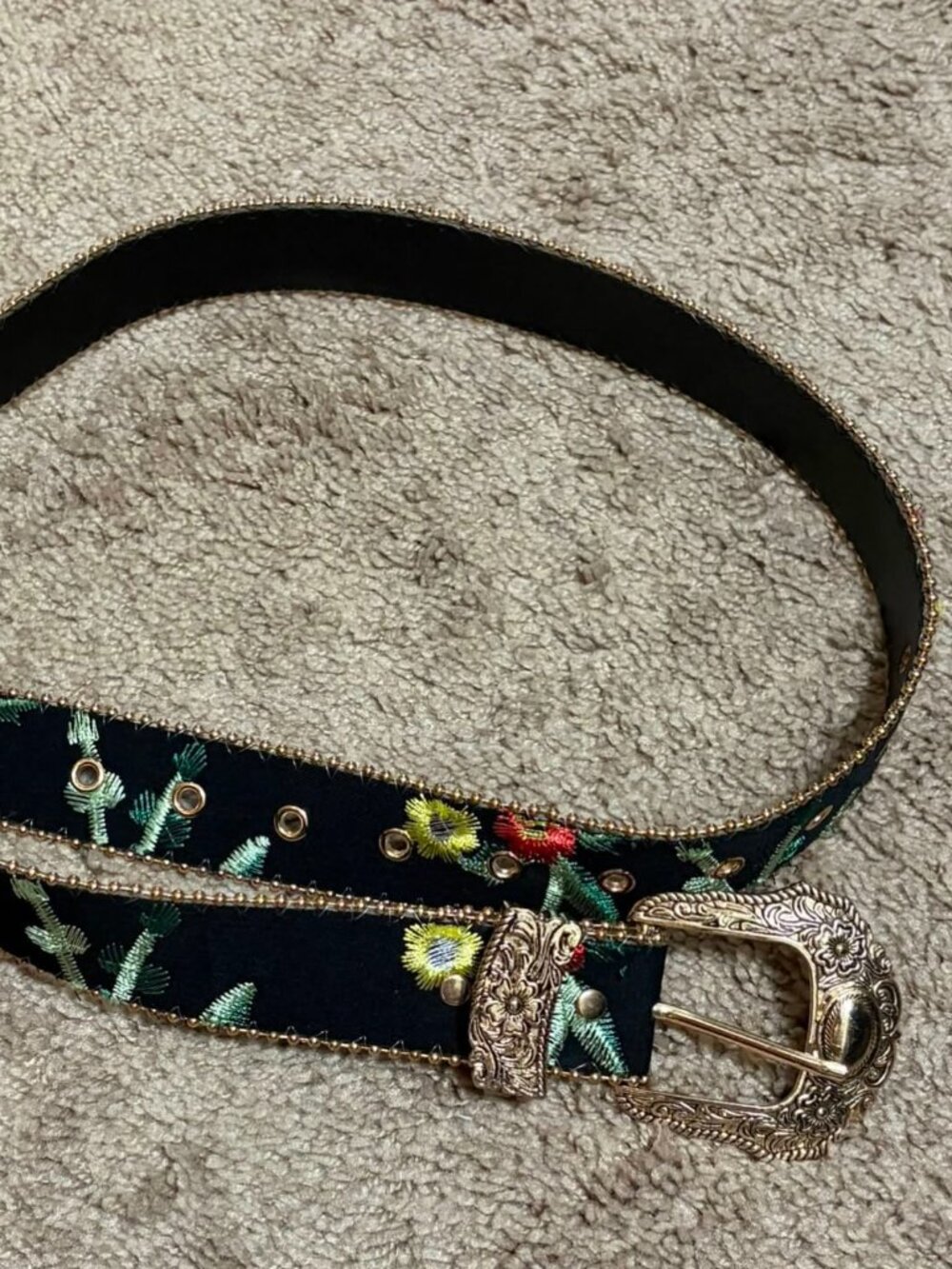 Black Belt With Floral Embroidery (312)